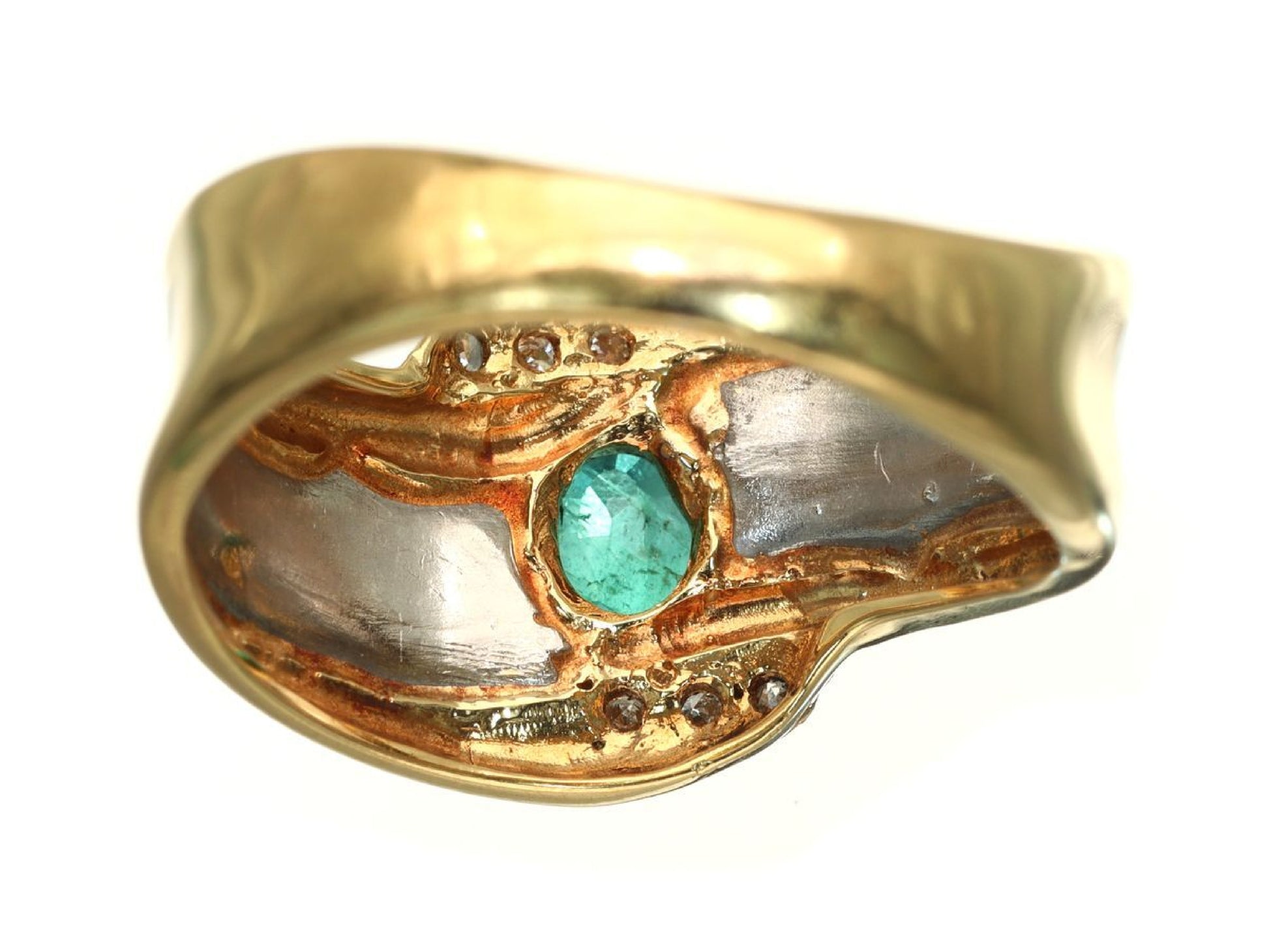 Emerald D0.08ct K18/Pt900 3.6g Ring