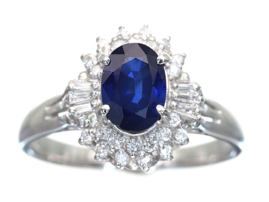 S0.93ct D0.20ct Pt900 4.4g Ring