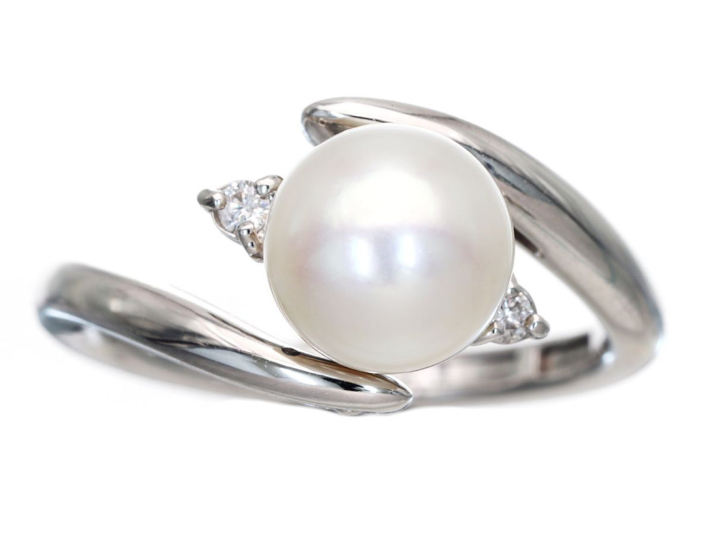 Akoya Pearl Diameter Approx. 7.7mm D0.04ct Pt900 6.2g Ring