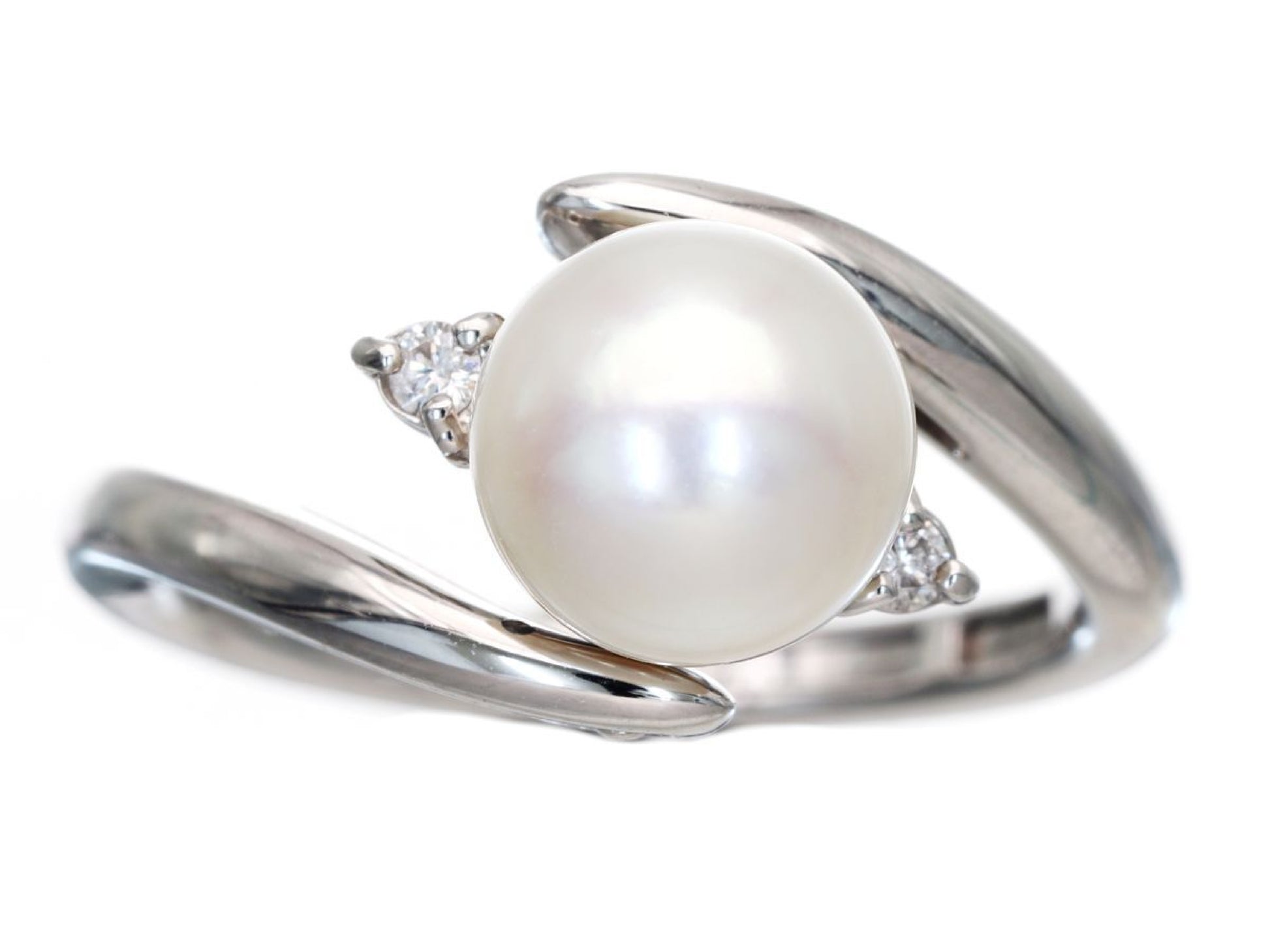 Akoya Pearl Diameter Approx. 7.7mm D0.04ct Pt900 6.2g Ring