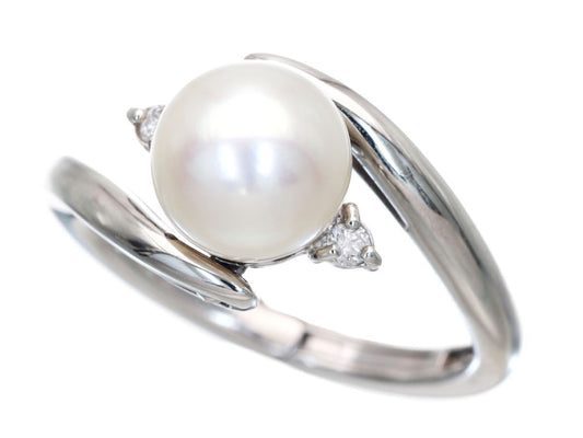 Akoya Pearl Diameter Approx. 7.7mm D0.04ct Pt900 6.2g Ring