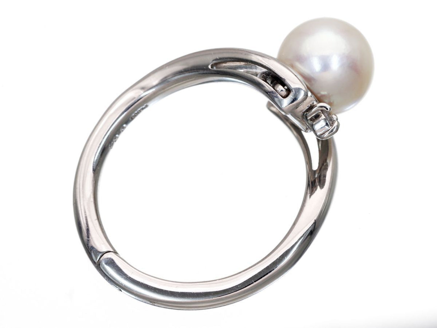Akoya Pearl Diameter Approx. 7.7mm D0.04ct Pt900 6.2g Ring