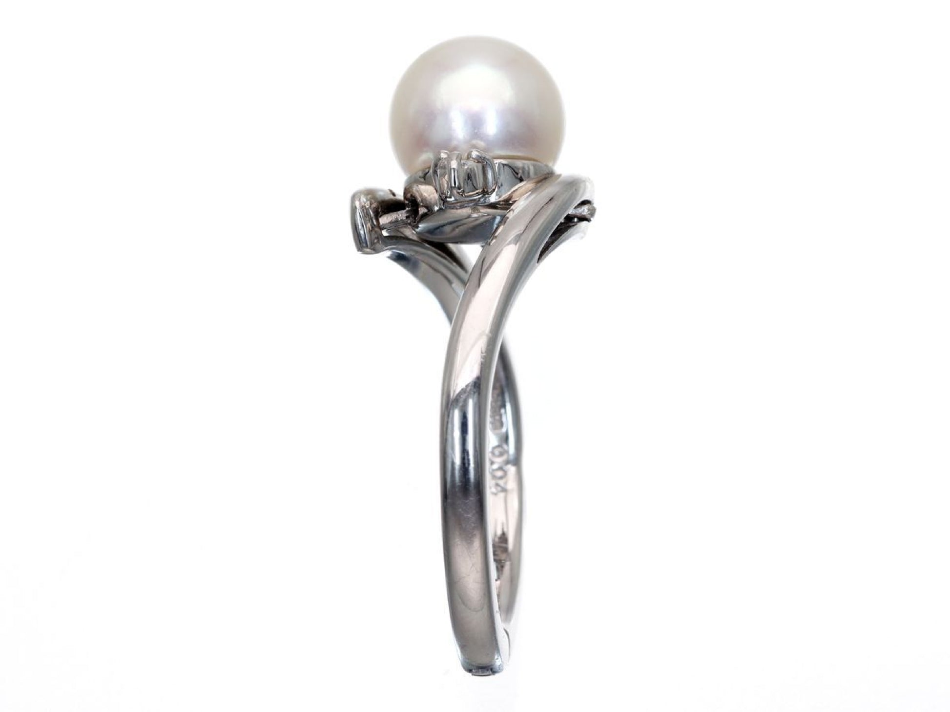 Akoya Pearl Diameter Approx. 7.7mm D0.04ct Pt900 6.2g Ring