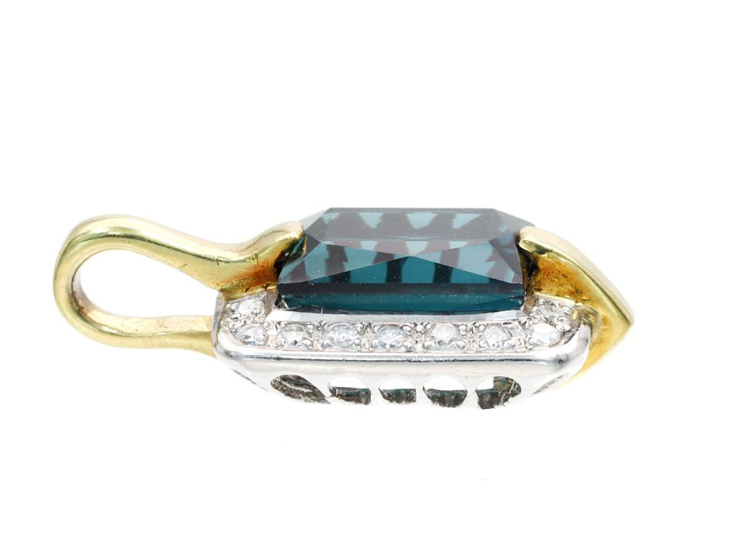 Indicolite 1.93ct D0.10ct K18/Pt900 2.6g Pendant Top