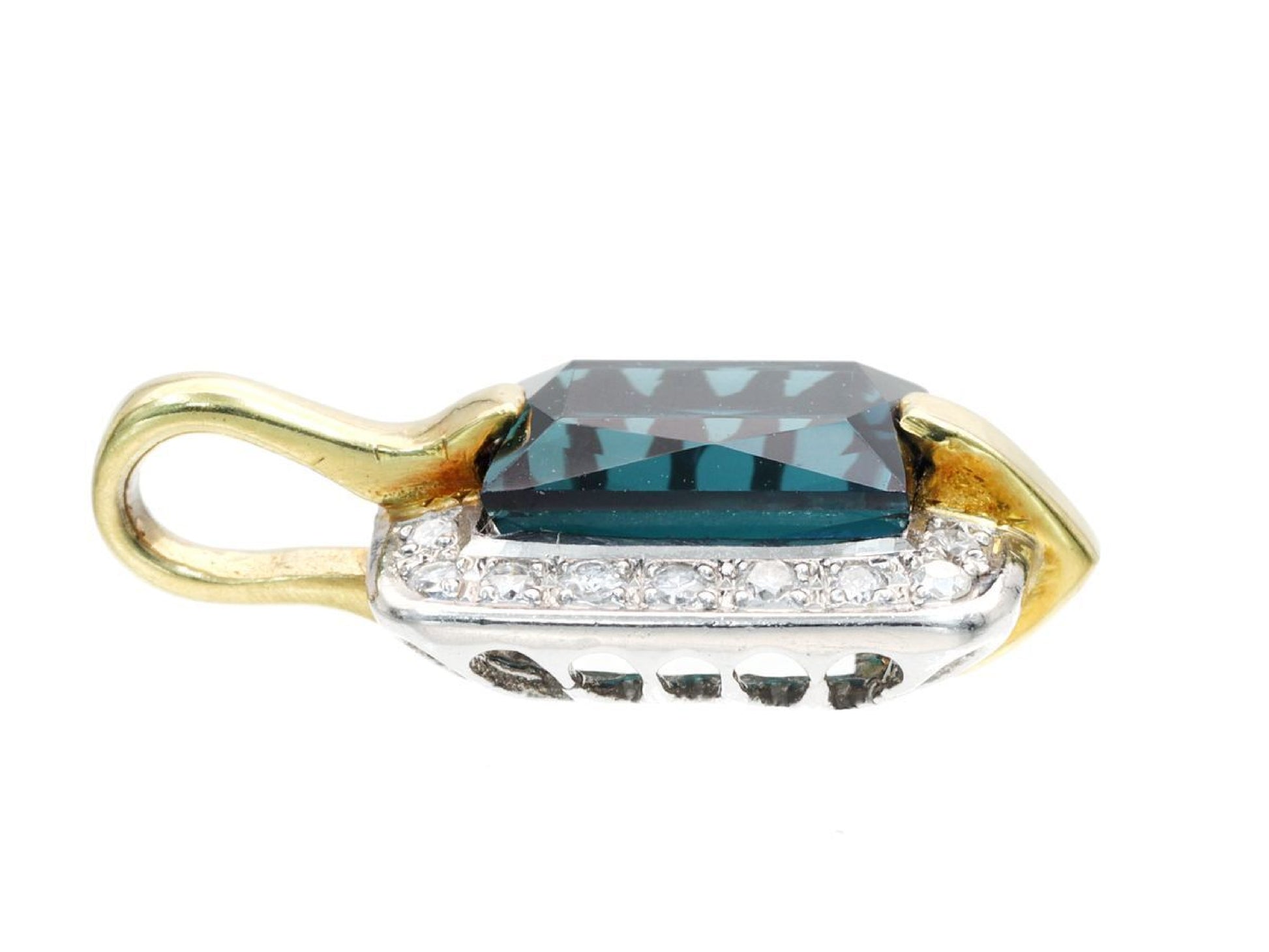 Indicolite 1.93ct D0.10ct K18/Pt900 2.6g Pendant Top