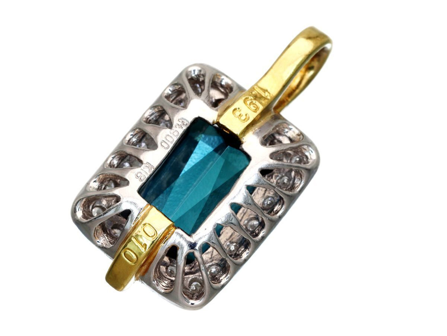 Indicolite 1.93ct D0.10ct K18/Pt900 2.6g Pendant Top