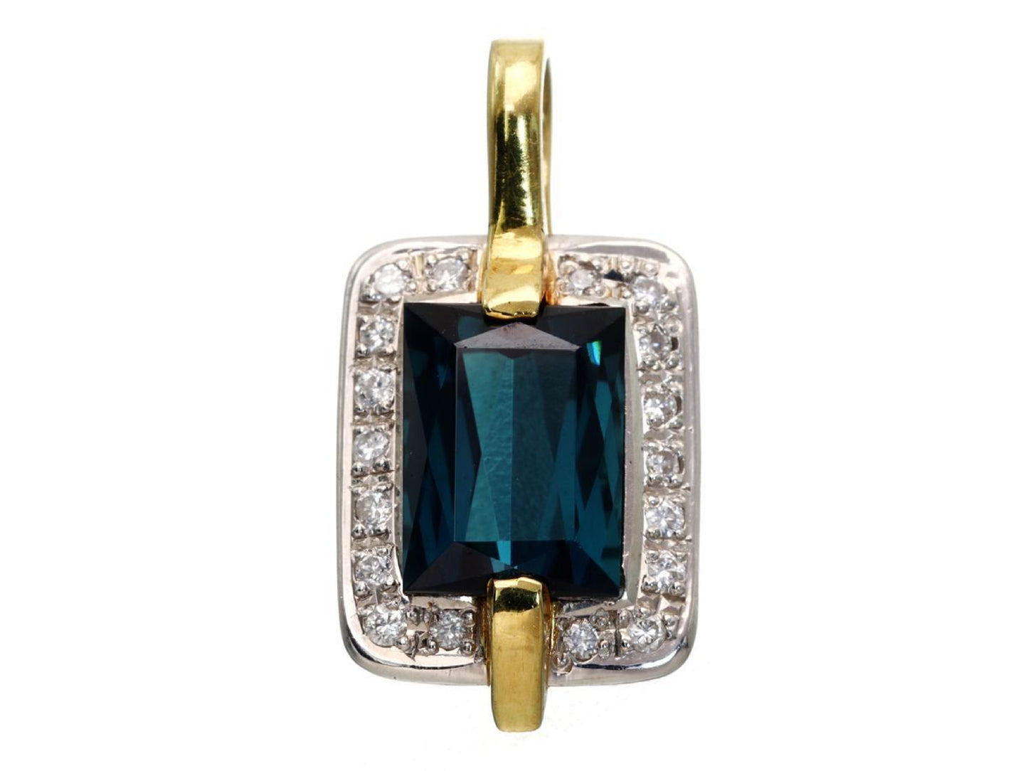Indicolite 1.93ct D0.10ct K18/Pt900 2.6g Pendant Top