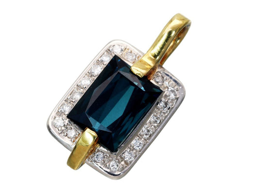 Indicolite 1.93ct D0.10ct K18/Pt900 2.6g Pendant Top