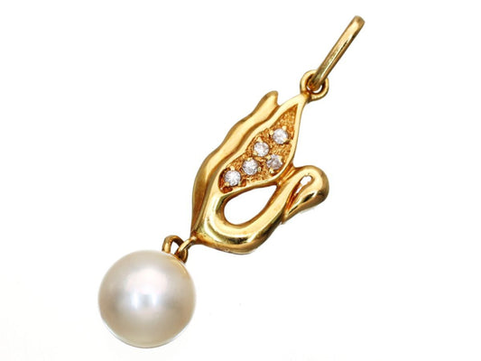 Akoya Pearl Diameter Approx. 7.5mm D0.04ct K18 1.9g Pendant Top