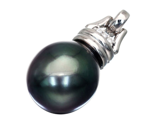Semi-round pearl diameter approx. 12.9mm D0.03ct Pt900 5.9g pendant top