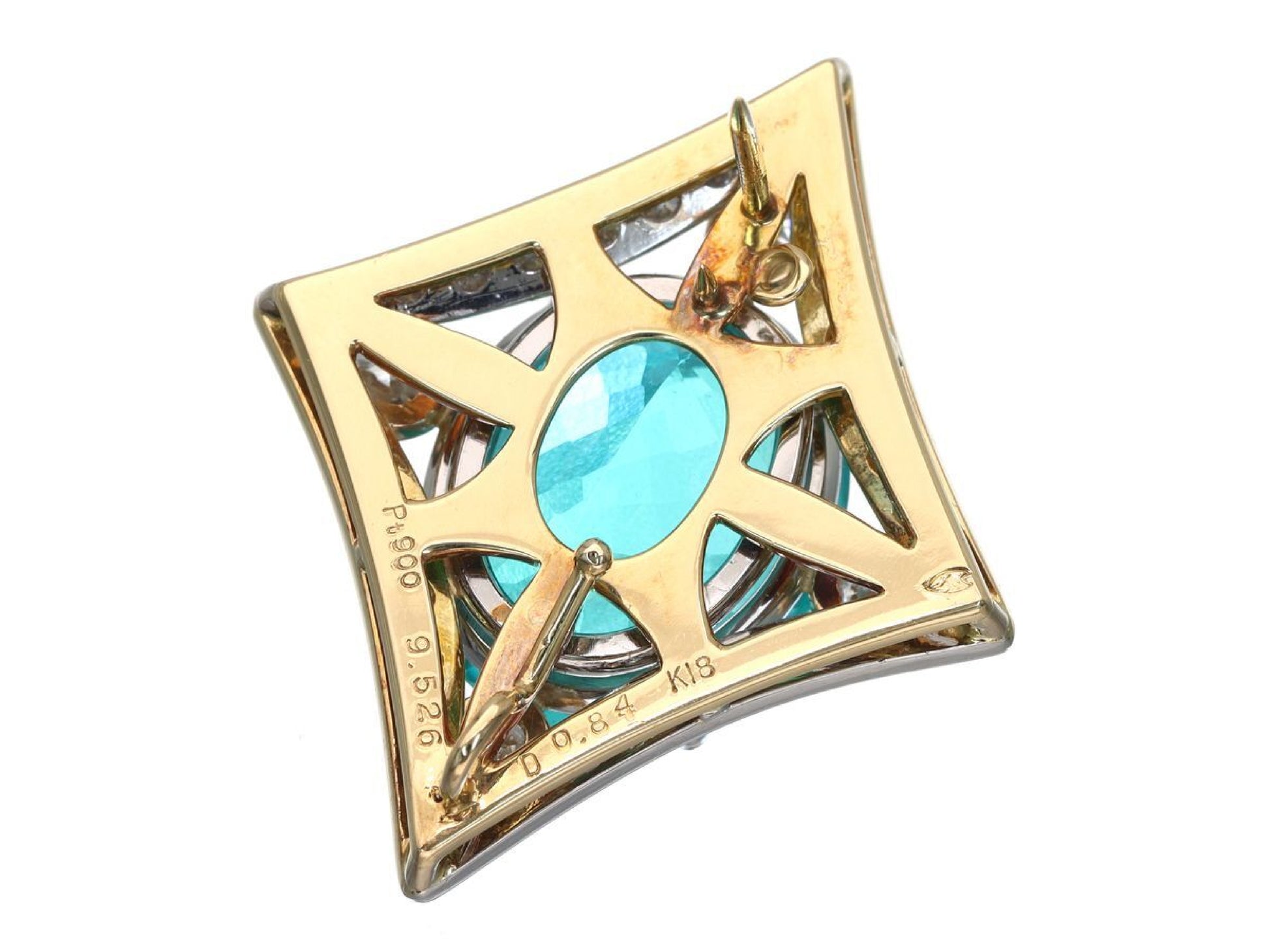 Paraiba Tourmaline 9.526ct D0.84ct K18/Pt900 9.2g Tie Pin Cuffs
