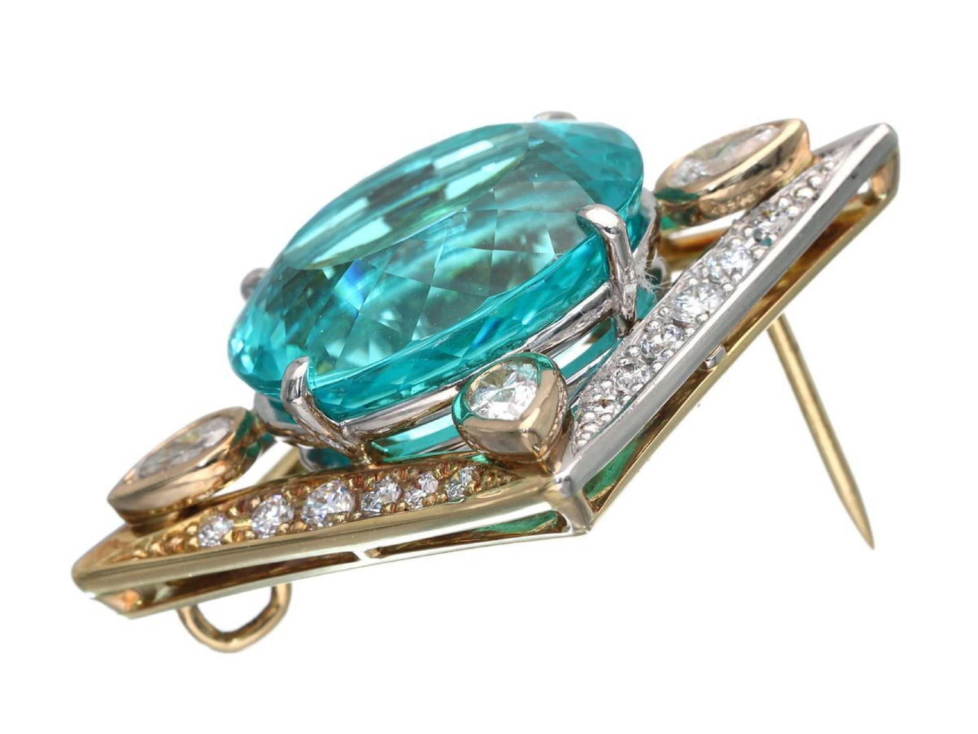 Paraiba Tourmaline 9.526ct D0.84ct K18/Pt900 9.2g Tie Pin Cuffs