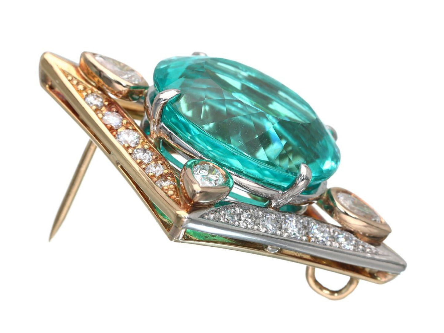 Paraiba Tourmaline 9.526ct D0.84ct K18/Pt900 9.2g Tie Pin Cuffs