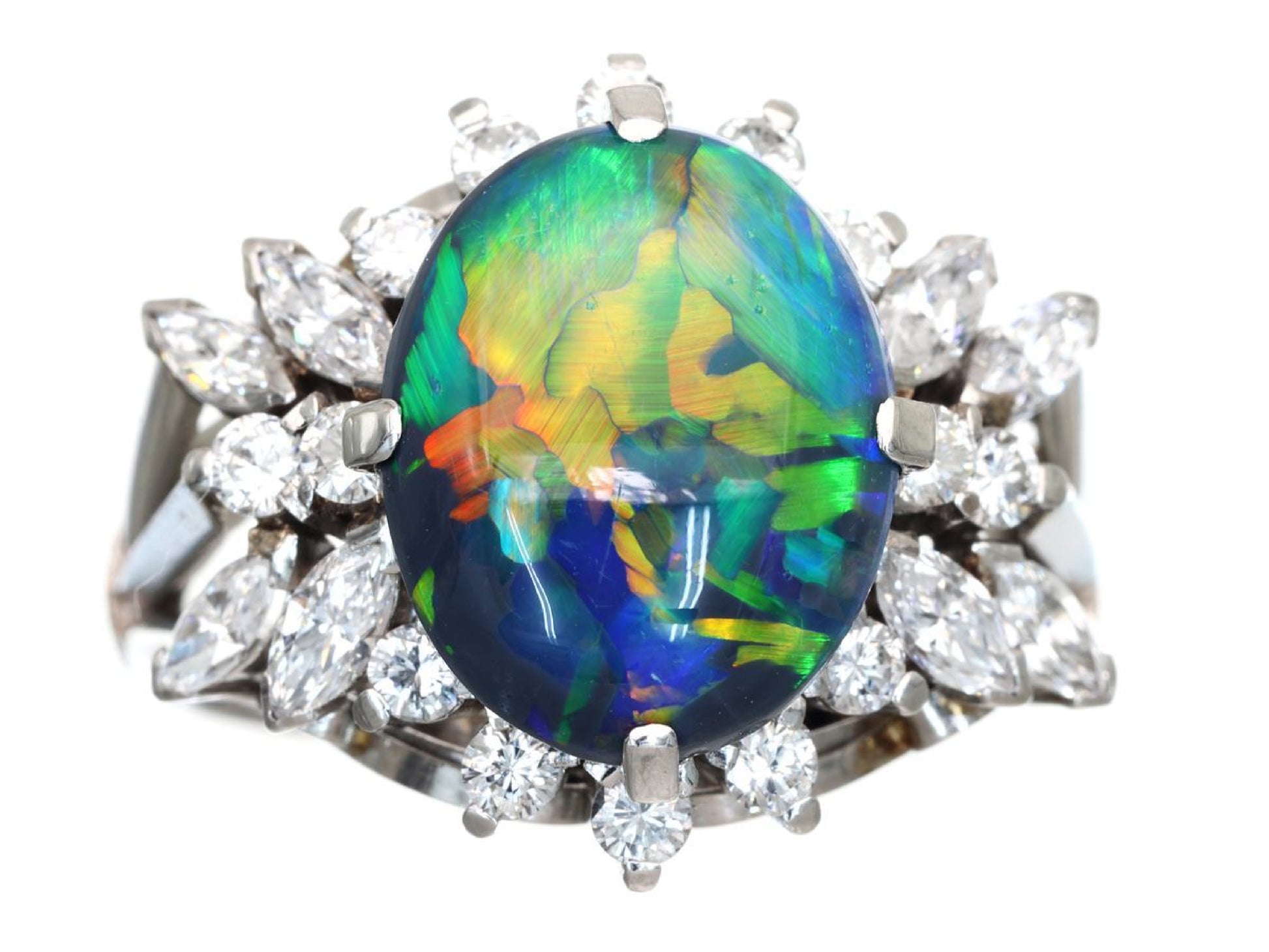 Black Opal 2.56ct D0.87ct PM900 9.3g Ring