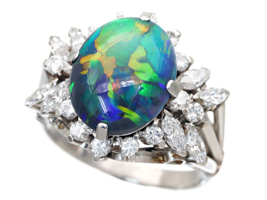 Black Opal 2.56ct D0.87ct PM900 9.3g Ring