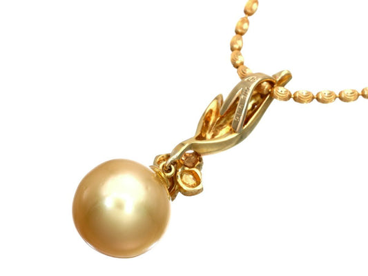 Golden Pearl Diameter Approx. 12.1mm D0.15ct K18 12.3g Necklace