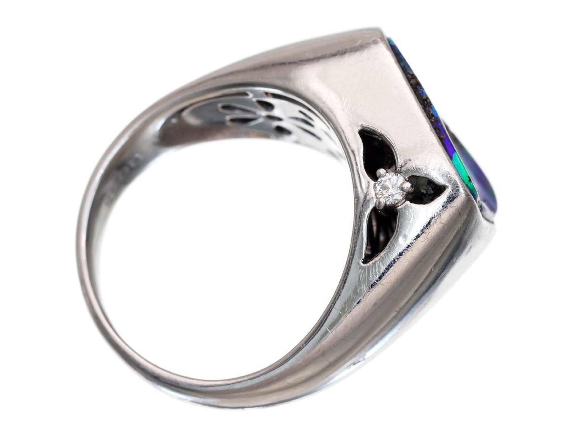 Boulder Opal 6.53ct D0.033ct Pt900 15.0g Ring