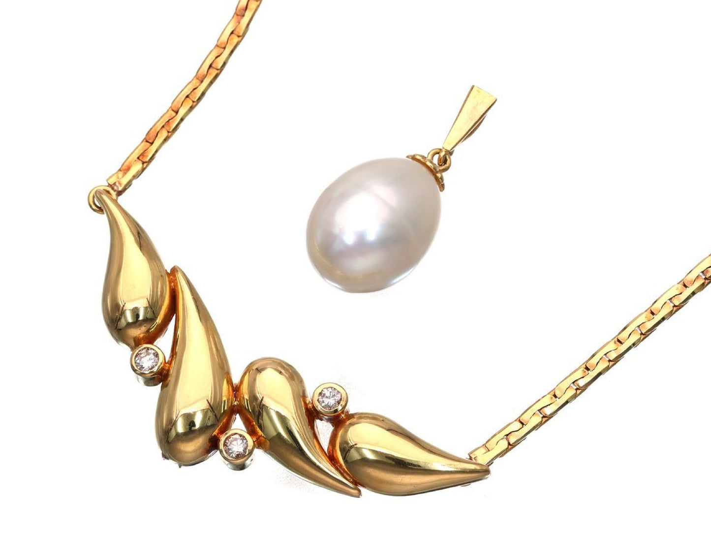 Nanyang Pearl Approx. 10.8mm*14.5mm D0.15ct K18 18.3g Necklace