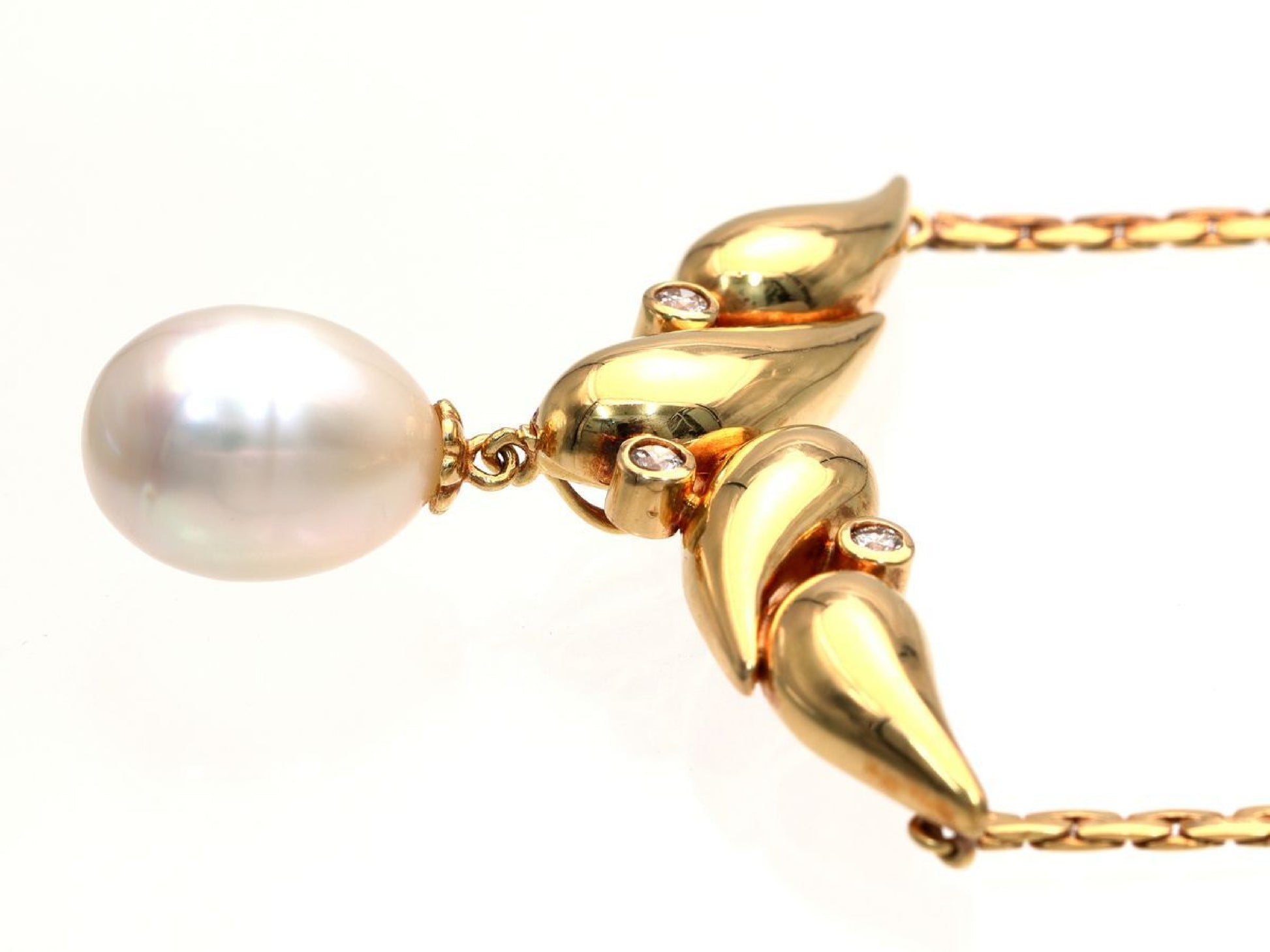 Nanyang Pearl Approx. 10.8mm*14.5mm D0.15ct K18 18.3g Necklace
