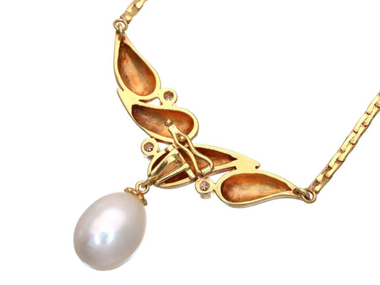 Nanyang Pearl Approx. 10.8mm*14.5mm D0.15ct K18 18.3g Necklace