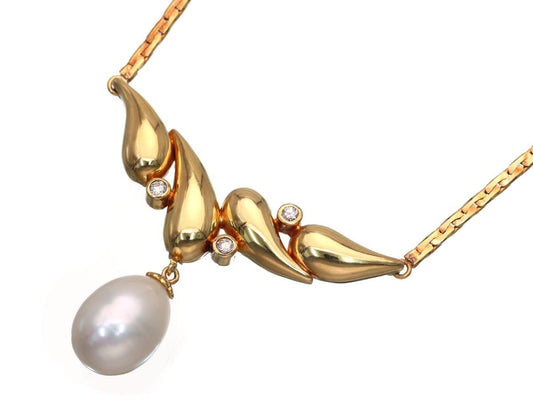 Nanyang Pearl Approx. 10.8mm*14.5mm D0.15ct K18 18.3g Necklace