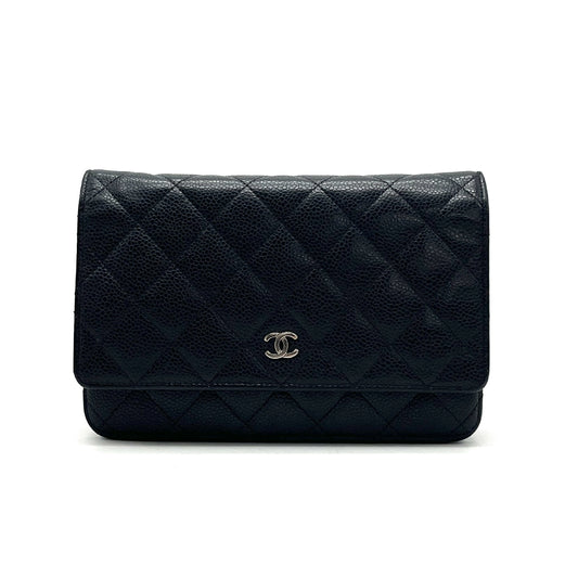 CHANEL CHANEL Matelasse Coco Mark Caviar Skin Chain Wallet Shoulder Bag