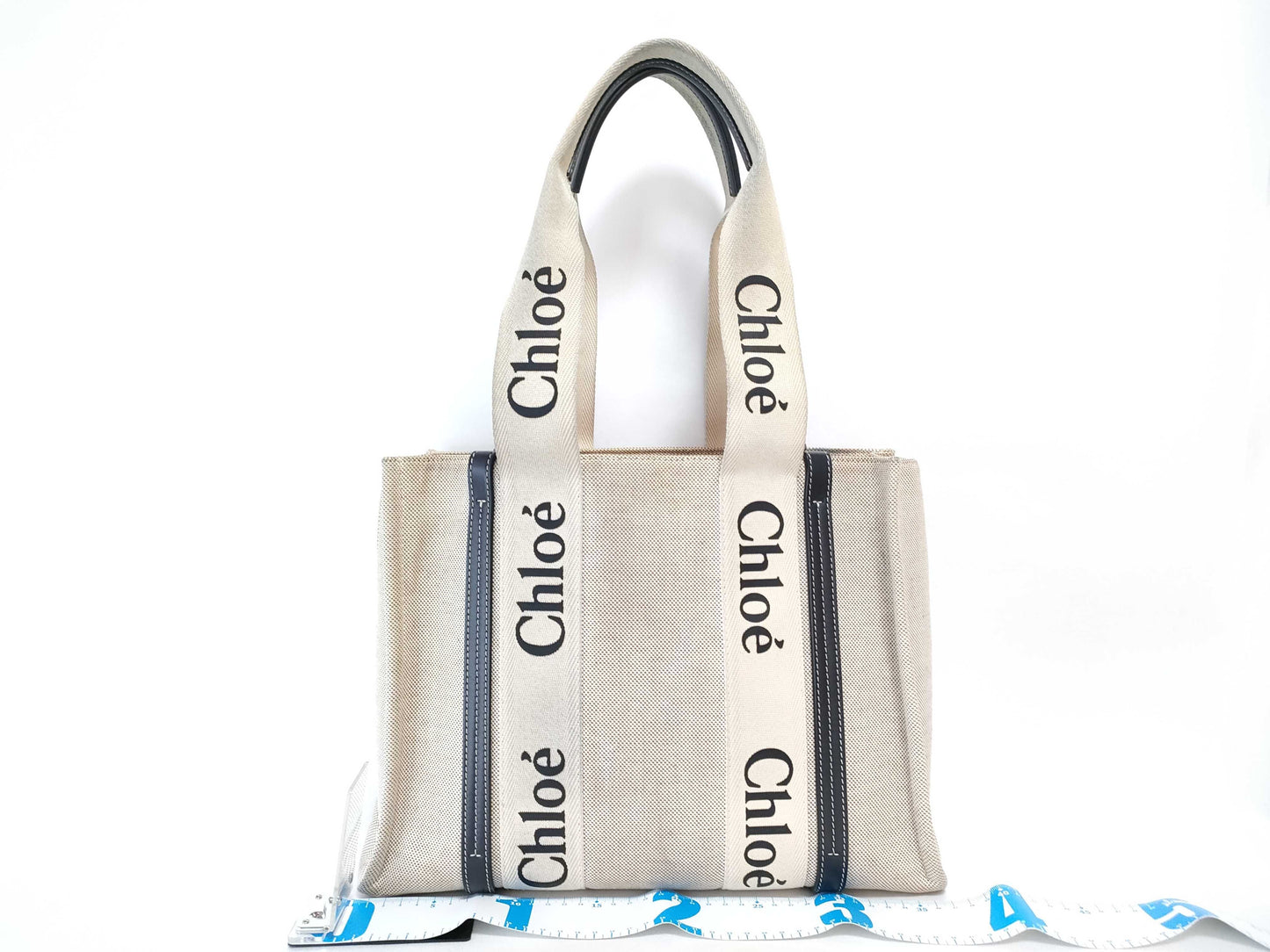 chloe Chloe Woody Medium Canvas/Beige Tote Bag