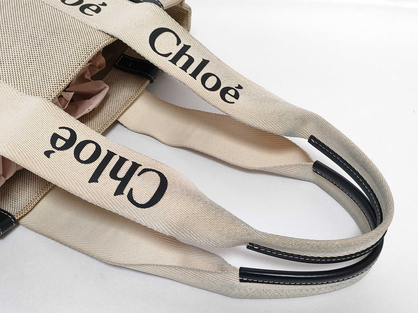 chloe Chloe Woody Medium Canvas/Beige Tote Bag