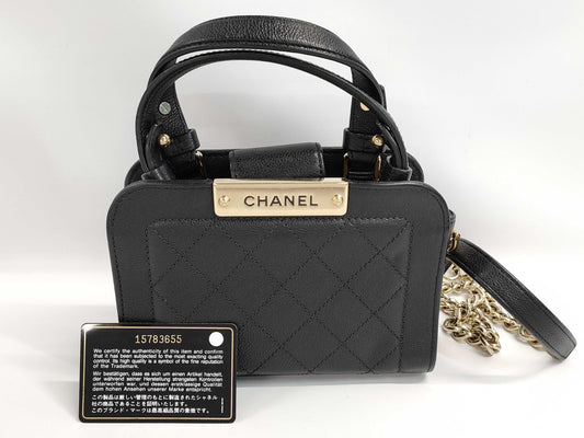 CHANEL CHANEL 2-Way Shoulder Bag, Calfskin/Black/GD