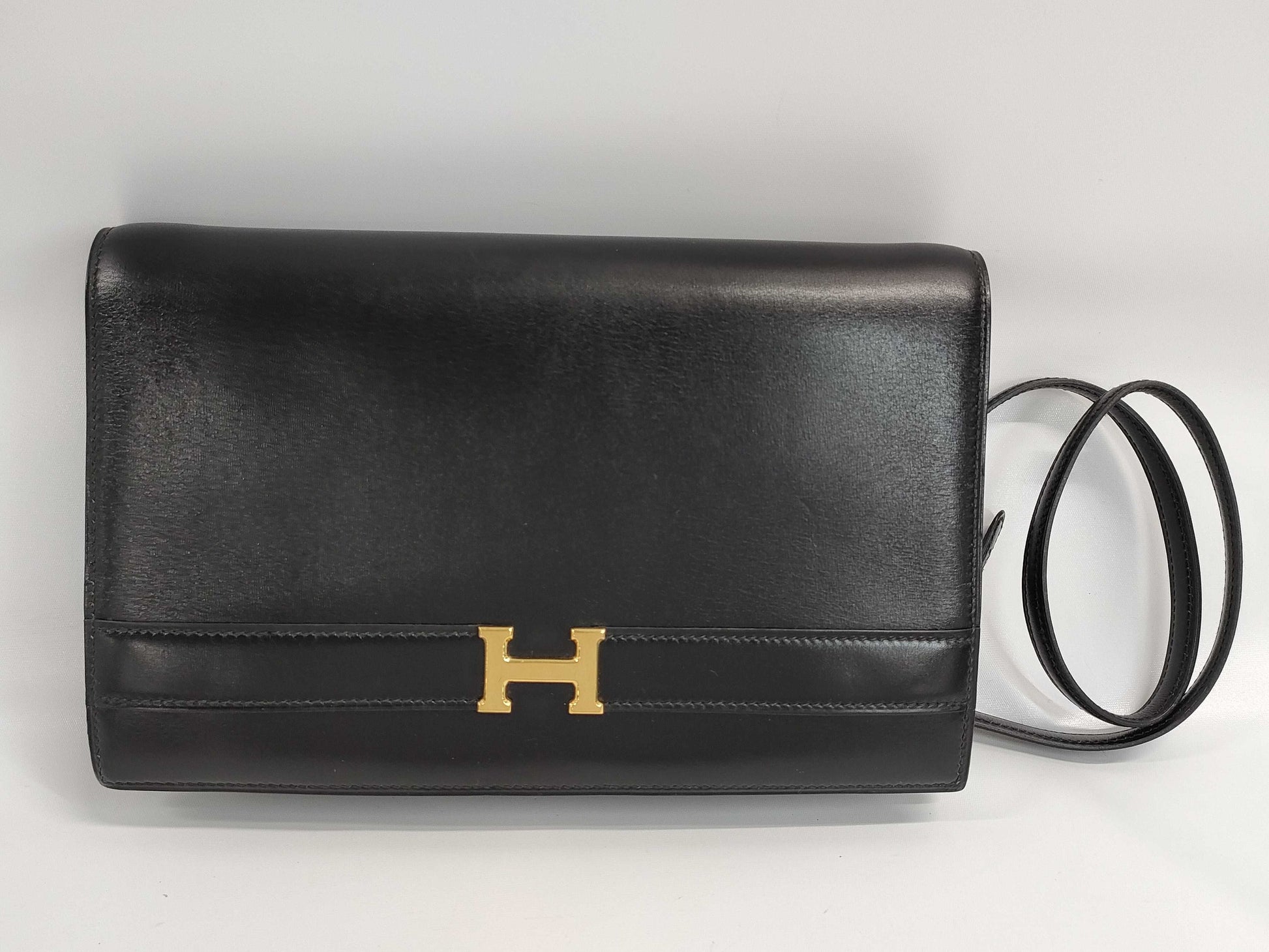 HERMES HERMES Annie Box Calf/Black/〇O Stamp/GD Shoulder Bag
