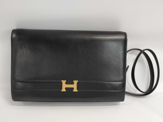 HERMES HERMES Annie Box Calf/Black/〇O Stamp/GD Shoulder Bag