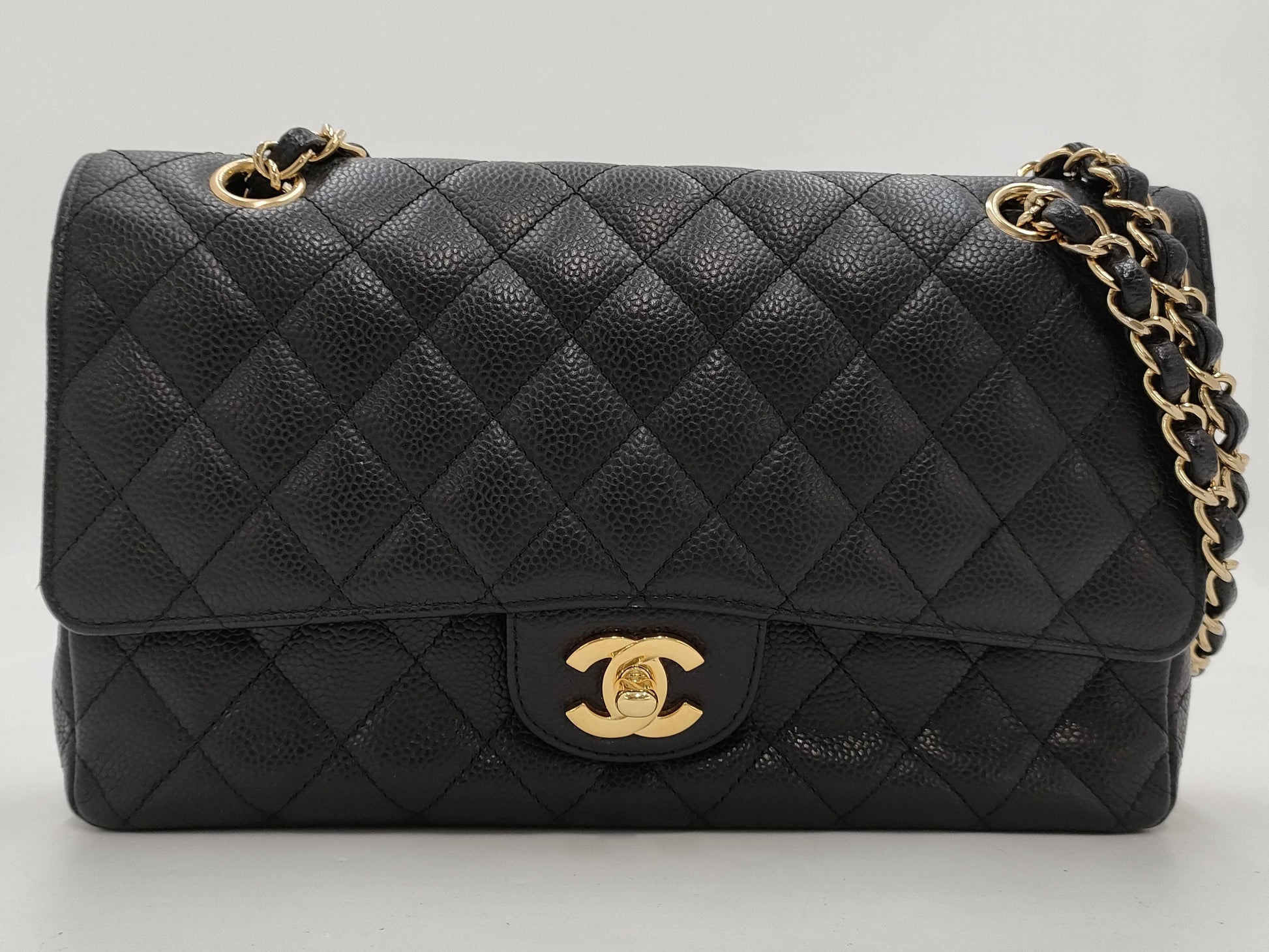 CHANEL CHANEL Matelasse 25 Double Flap/Caviar/Black/GD Shoulder Bag