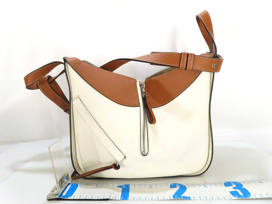 LOEWE LOEWE Hammock Small Leather/Brown & White Shoulder Bag