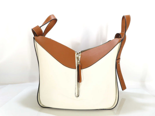 LOEWE LOEWE Hammock Small Leather/Brown & White Shoulder Bag