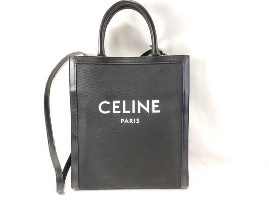 CELINE CELINE Vertical Cabus Mall Canvas/Black Tote Bag