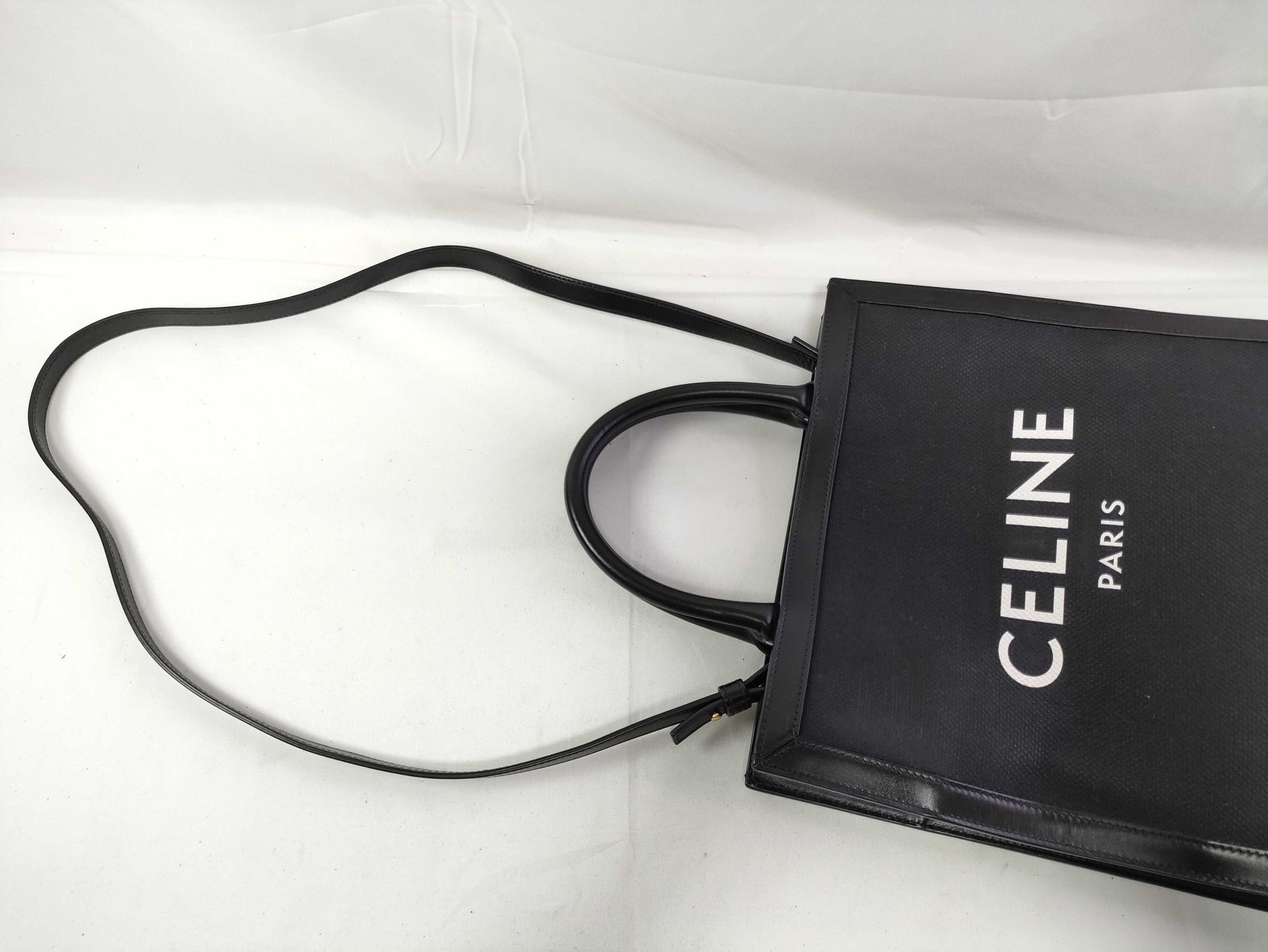 CELINE CELINE Vertical Cabus Mall Canvas/Black Tote Bag