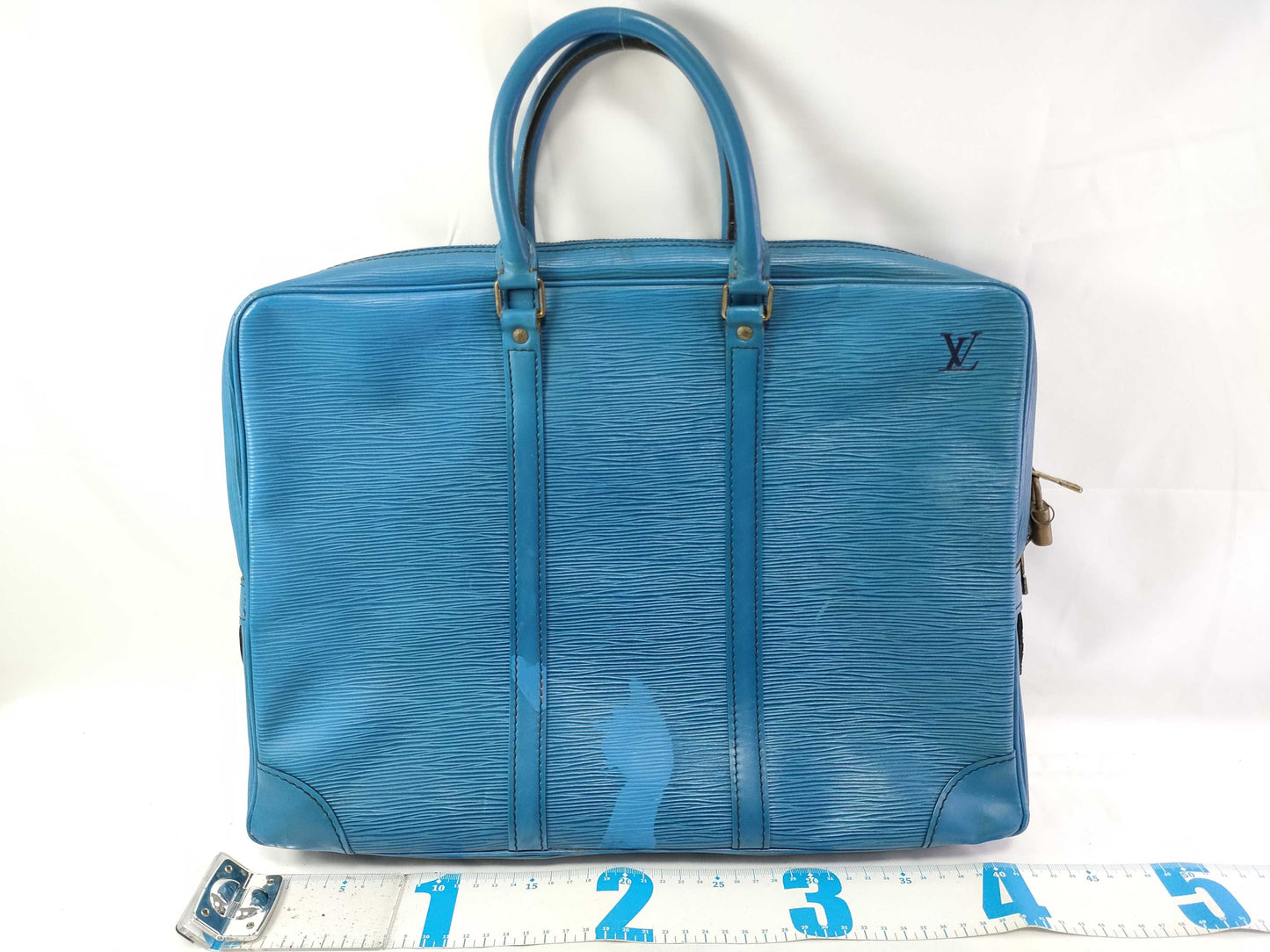 LOUIS VUITTON Epi LOUIS VUITTON Porte Documan Voiage Epi/Blue Celeste Business Bag