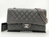 CHANEL Matelasse 25 Double Flap Lambskin Shoulder Bag in Lambskin, Gray, Silver, No. 11