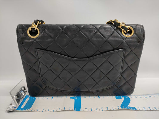 CHANEL CHANEL Matelasse 23 Double Flap/Lamb/Black/GD/1st Series Shoulder Bag