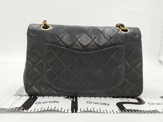 CHANEL CHANEL Matelasse 23 Double Flap/Lamb/Black/GD/1st Series Shoulder Bag