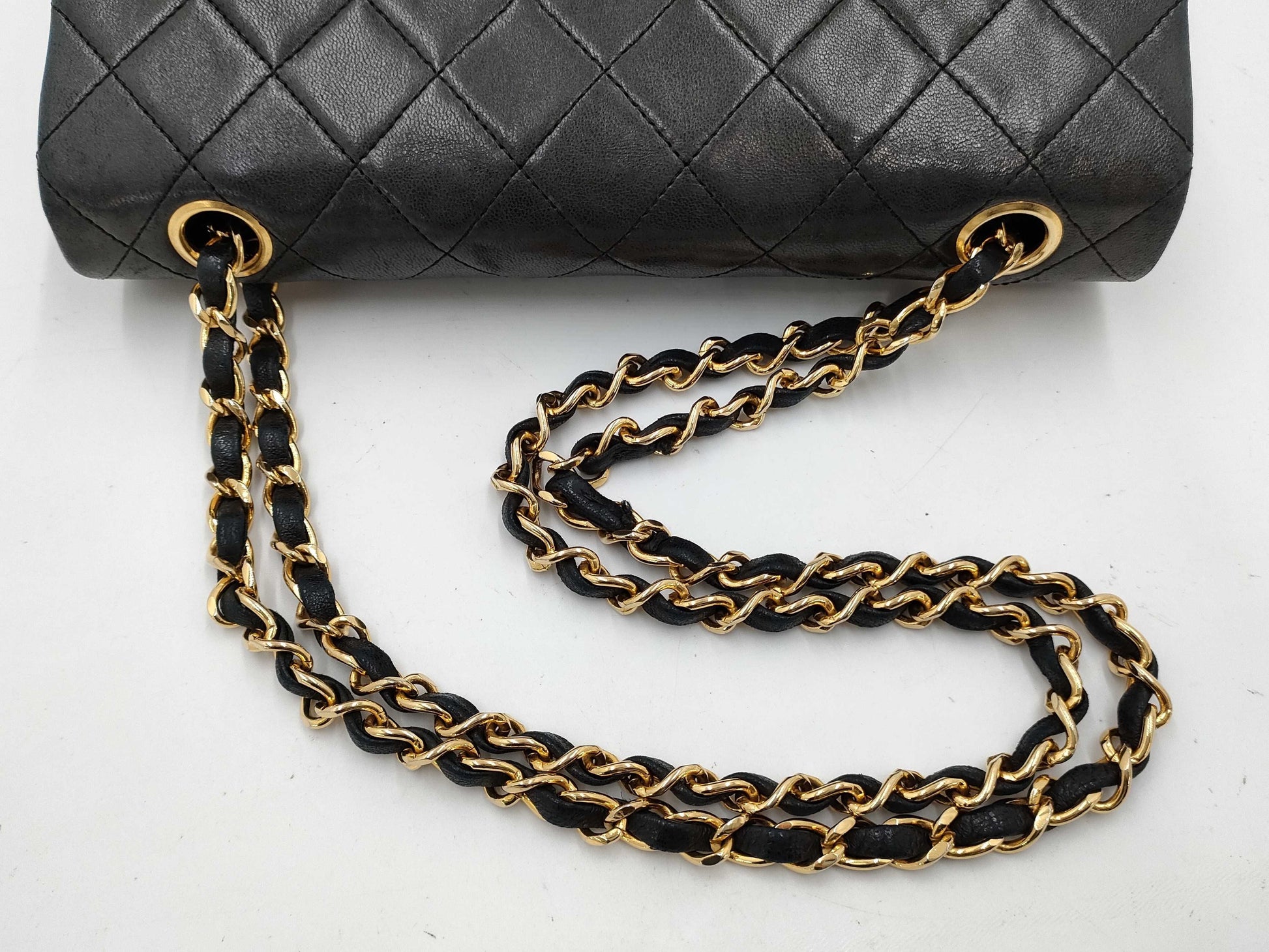 CHANEL CHANEL Matelasse 23 Double Flap/Lamb/Black/GD/1st Series Shoulder Bag