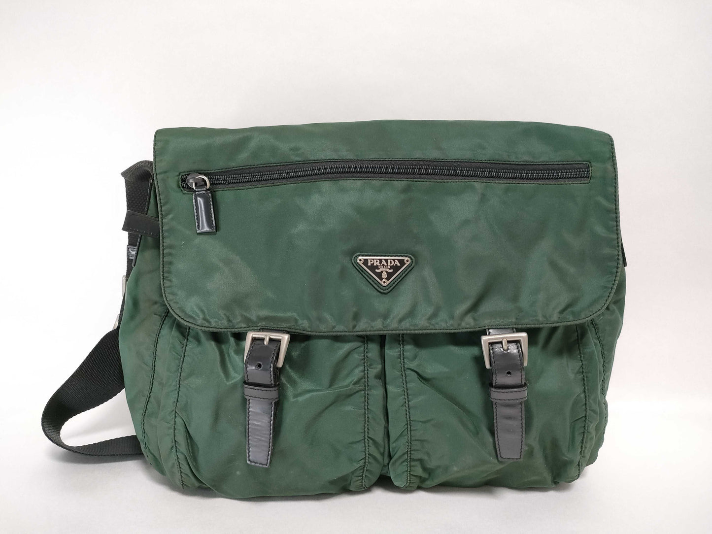 PRADA Nylon Prada Shoulder Bag Green Shoulder Bag