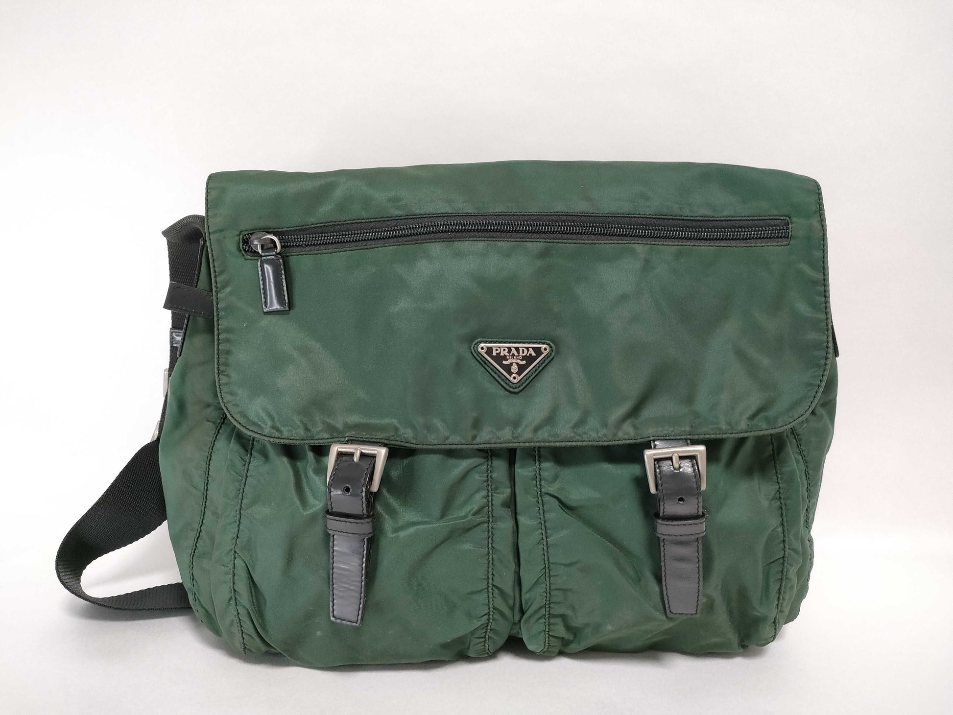 PRADA Nylon Prada Shoulder Bag Green Shoulder Bag