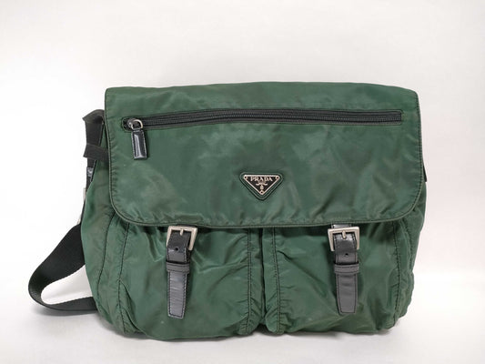 PRADA Nylon Prada Shoulder Bag Green Shoulder Bag