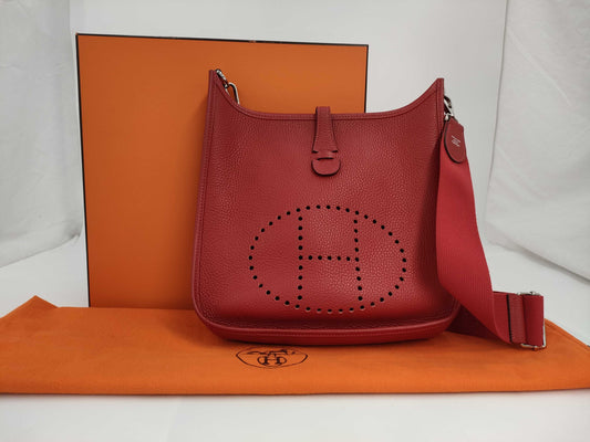 HERMES Evelyn Shoulder Bag Red Bag