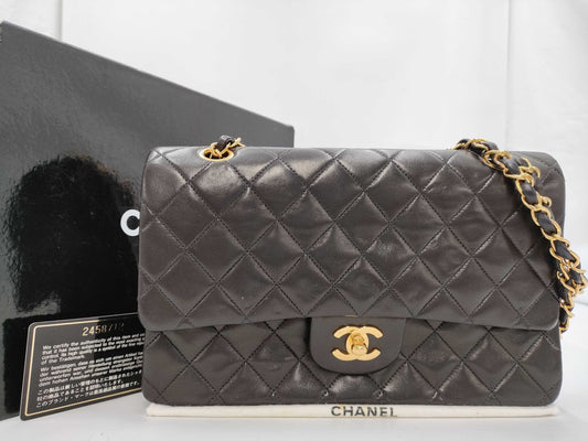 CHANEL Matelasse Chain Shoulder Bag with Turn Lock, Black