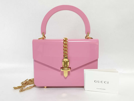 GUCCI Gucci Chain Shoulder Bag Handbag Pink Sylvie Handbag