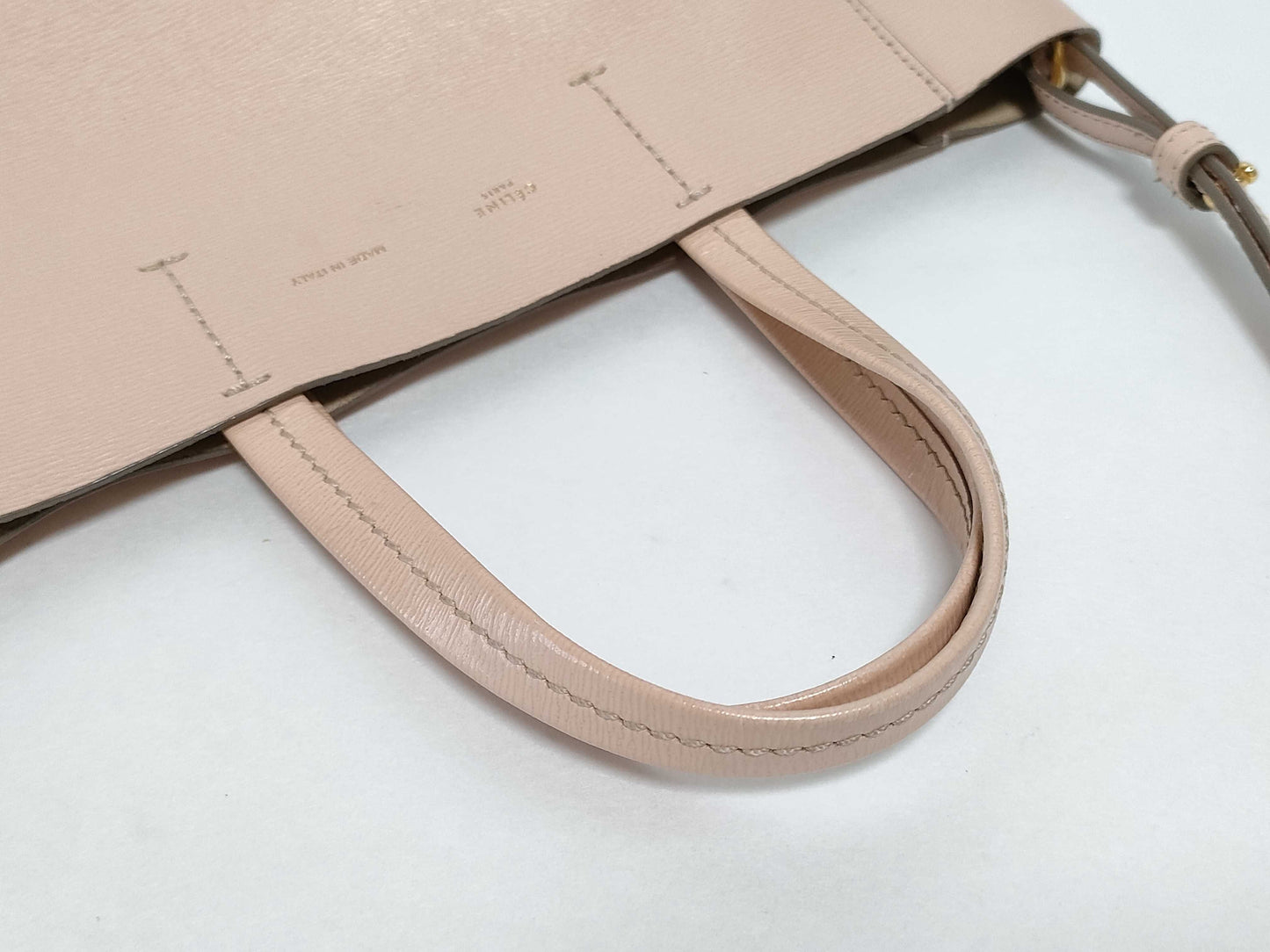 CELINE 2-WAY Purse Pink Handbag with Long Strap