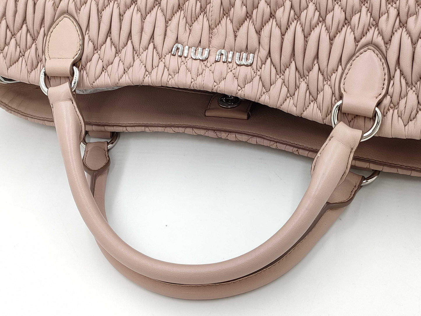 Miu Miu Matelasse 2-Way Handbag with Long Strap, Pink