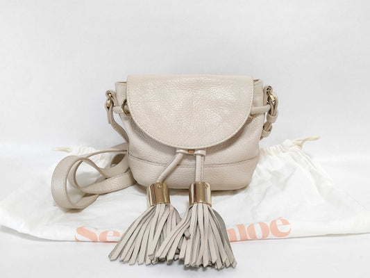 Chloe Chloe Shoulder Bag Seabike Loe Beige Fringe Shoulder Bag